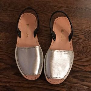Prada slingback silver sandals